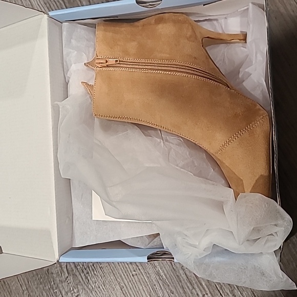 Ermonn  Pointed Toe Ankle Boots Stiletto Heels Side Zipper Bow Faux Suede Boots - Picture 6 of 7